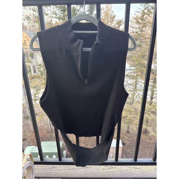 Lululemon Sweaters - Lululemon Open Back Half-Zip Sweater Sleeveless Tank Obsidian Black Size XL
